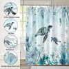Mocsicka Sea Turtle Shower Curtain Teal Blue Ocean Beach Coastal