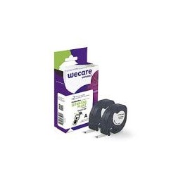 Wecare 2x Ink Ribbon Black on White 12 mm / 4 m Compatible with Dymo LetraTag Plast S0721660