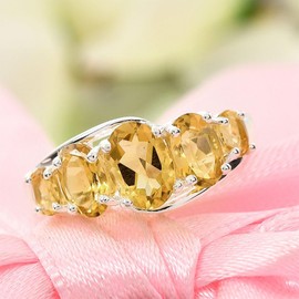 SHOP LC DELIVERING JOY Engagement Rings for Women in 925 Sterling Silver - Yellow Citrine Jewelry for Her Size 10 - Trendy Promise Birthstone Gifts