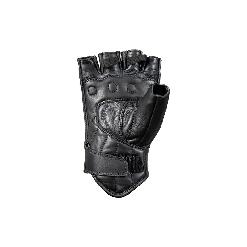 MDM Mens Cow Nappa Leather Fingerless Motorcycle Gloves - Shock