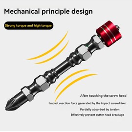 5PCS Double Cross Screwdriver Head Magnetic Drywall Screw Setter Bit Set Magnetic Collar Design Strong Magnetic Phillips Screw Depth Stop Screwdriver Bits (65mm)
