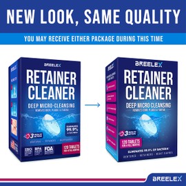 Breelex Denture Cleaning Tablets - 120 Retainer Cleaner Tablets for Aligner, Mouth & Night Guard - FSA HSA Approved Products - Dental Cleanser for Nightguard - Fresh in 3 Minute - Denture Cleaner
