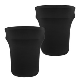 BSTKEY 32 Gallon Stretch Spandex Trash Can Cover, 2 Pack Outdoor Fitted Waste Container Cover Round Garbage Can Covers for Wedding Party Fundraiser Decor, Without Trash Can (Black)