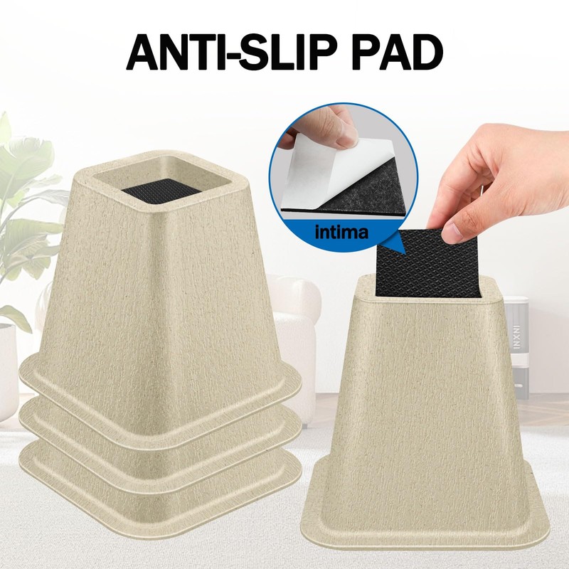 ANNKUT 6 Inch Heavy Duty Bed Risers, Furniture Risers for