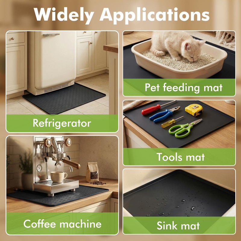 Fridge Mats with Raised Edge,19.7" x 19.7" Washer and Dryer