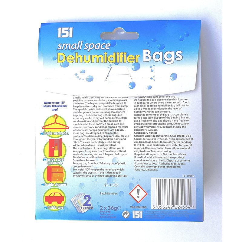 151 Dehumidifier Sachets, Multi-Colour, 10 x 10 x 10 cm