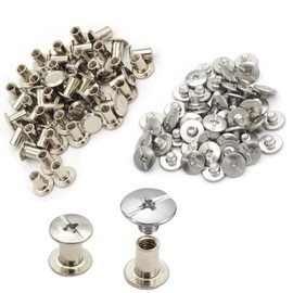 WOSHIMT 50Sets Silver Carbon Steel Chicago Screws Leather Rivets Assorted Kit ，Perfect for DIY,Leather Crafts, Clothing, Shoes, Belts, Bags(Φ5mm/0.2" x8mm/0.31")