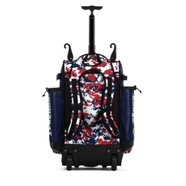 Boombah Rolling Superpack Hybrid Bat Pack PS-9051-3000C23 Digital Camo Navy/Red - Wheeled & Backpack Version