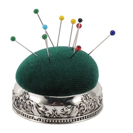 Elegant Vintage Pin Cushion Soft Elastic Retro Pin Cushion Sewing Quilting Metal Base Gift for Sewing Enthusiasts, Silver Base, Green Type