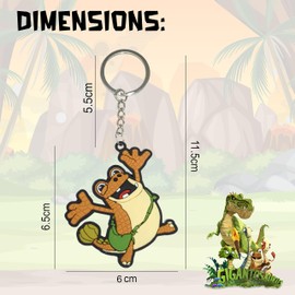 HOVUK 2D Dinosaur keychain in Mazu Character, 11.5cm Rubber Keyring for Stocking Stuffers and Party Favors Gifts for 3+Y Kids, Perfect Bag Ornament