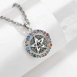 AEONSLOVE Tetragrammaton De Plata 925 Sterling Silver Tetragrammaton Necklace Tetragrammaton Pendant Amuleto De Proteccion Jewelry for Women Men, Sterling Silver, Cubic Zirconia