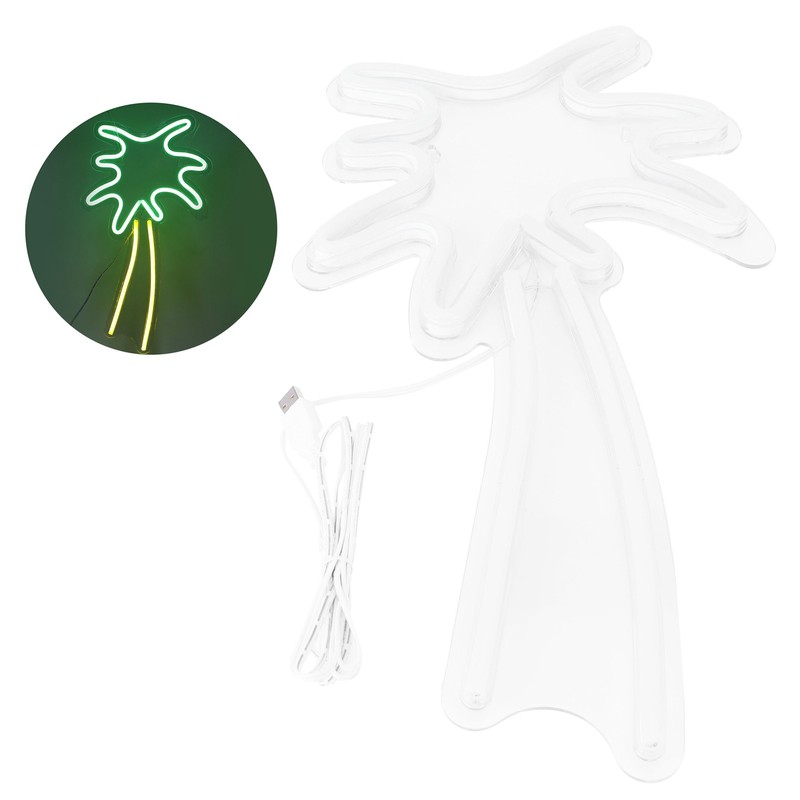 LED Neon Sign Light Coconut Tree Shape Wall Hanging USB