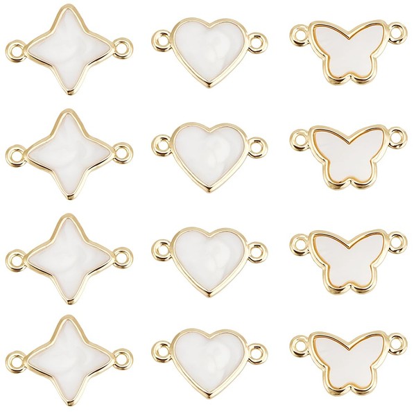 Beebeecraft 12Pcs 3 Styles 18K Gold Plated Brass Natural White