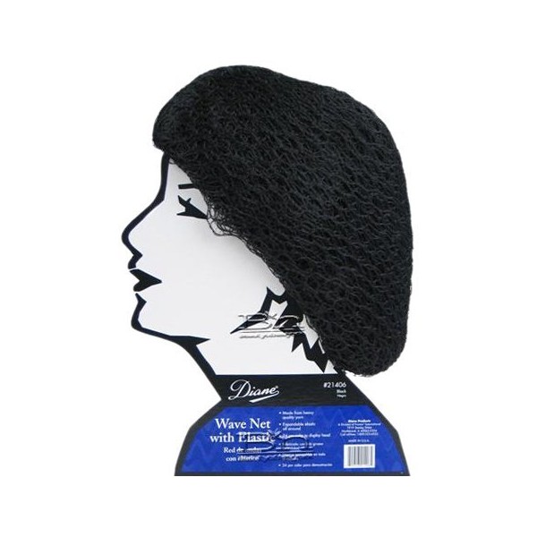 Diane Wave Net Head, Black, 24 Count