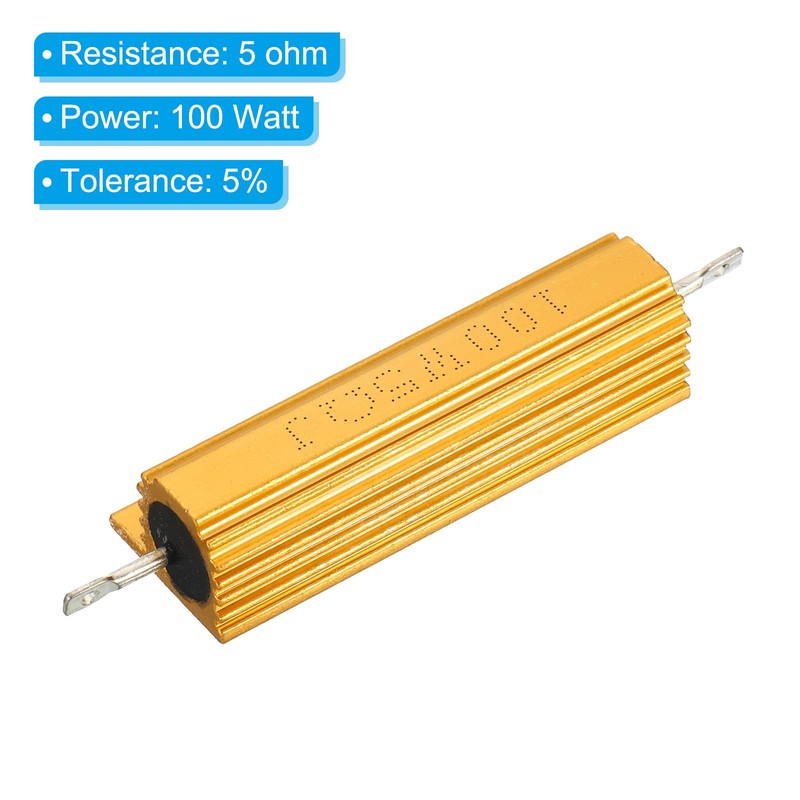 PATIKIL 2pcs 100W 5ohm Aluminium Case Resistor Housing Wire Resistors