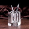 Coideal Glass Crystal Pen Pencil Cup Holder Square Clear Small
