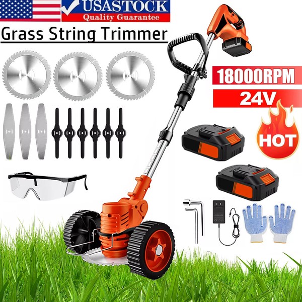 24V Cordless WeedEater Electric Lawn Mower Lawn Edger Grass String