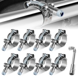 D SOLUTIONS T-Bolt Hose Clamps with L-Wrench, 8Pcs Stainless Steel Turbo Intake Intercooler Clamp for Hose ID Adjustable Range .875"-1.25", Zinc Plated, Nylon Lock Nut