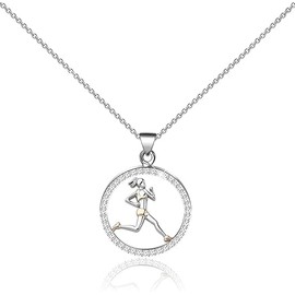 FEELMEM Runner Necklace Marathon Lover Gift Running Girl Pendant Necklace Cross Country Running Track Gift Runner Training Gift (Runner Necklace)