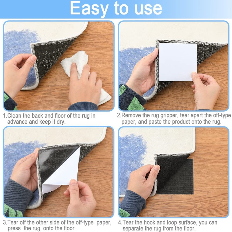 Rug Anchors Carpet Hook and Loop Non-slip Mat Anti-skid Stickers