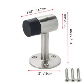 Pastlla 3 Inch Floor Mount Door Stopper Zinc Alloy Heavy Duty Door Stop Door Stopper Brushed Nickel Doorstop with Rubber Bumper and Screws