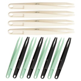 IWOWHERO 12pcs Precision Tweezers Set Flat Head Tweezers for Stickers Crafts Jewelry Diy