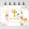 INNORU Mi Bautizo Backdrop Banner, First Holy Communion Photography Backdrop