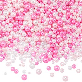 SUNNYCLUE 1 Box 1500Pcs Pink Bubble Beads Mixed Size Beads No Holes Bulk Red White Round Pearls Plastic Beads for Jewellery Making Diy Crafts Bracelets Earrings Necklaces Nail Art Vase Fillers Gifts
