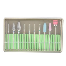 Zetiling Juego de Brocas eléctricas para uñas, Juego de 10 Brocas para uñas, Acero de tungsteno cerámica Arte de uñas Broca para pulir manicura pedicura Accesorio para máquina pulidora de uñas
