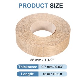 PATIKIL Red Oak Edge Banding, 1 1/2 in x 49.2 ft Wood Veneer Tape, Pre-glued Flexible