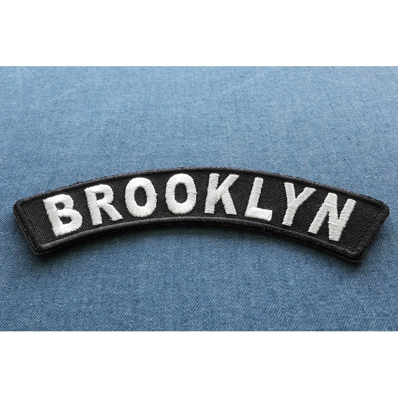 Brooklyn Small Rocker Patch - 4x1.25 inch. Embroidered Iron on