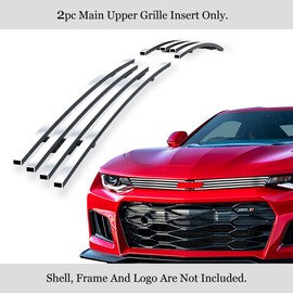APS Compatible with Chevy Camaro 2019-2024 ZL1 Main Upper Stainless Steel Chrome Polished 8x6 Horizontal Billet Front Grill Grille Insert C65092S