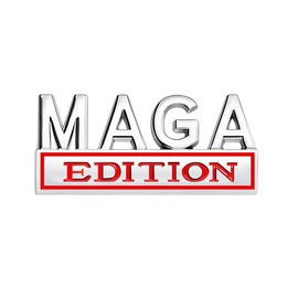 FSTURIOS MAGA Edition Car Emblem, 3D Raised Full Metal Badge Decal MAGA Personality Labels, Strong Adhesive Exterior Auto Body Decoration Embossed Sticker for Car Truck SUV (Silver & Red)