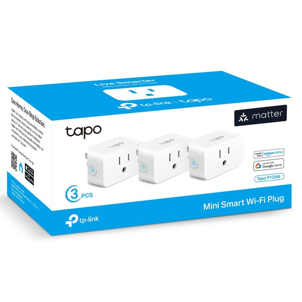 TP-Link Tapo Matter Supported Smart Plug Mini, Compact Design, 15A/1800W