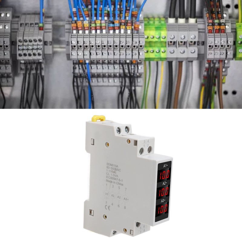 3 Phase DIN Rail Ammeter LED Digital Display High Accuracy