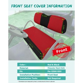 ILVGOLF Golf Cart Seat Covers for EZGO RXV Front Seat Cushion, Two-Color Design, Adjustable Straps and Retractable Buckle, No Stapler Required