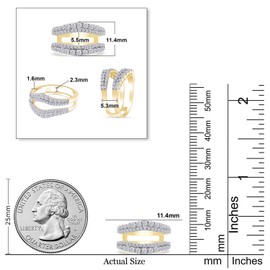 1 Carat Round Cut Lab Created Moissanite Diamond Double Row Pave Set Curved Enhancer Guard Ring In 14K Yellow Gold Over Sterling Silver Jewelry (G-H Color, 1.00 Cttw) Size -7