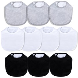 Hakochia Waterproof Cotton Baby Bibs, 4-Layer, Soft and Absorbent, Unisex Bibs with Adjustable Poppers for Boys & Girls, Ideal for Teething, Drooling and Feeding, Pack of 10