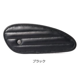 TRIP MACHINE TANK PADS MINI LEATHER CLASSIC STRIPES Motorcycle Tank Pad Leather Mini Classic Stripe - Black