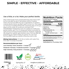 Formula 369 High Carbohydrate Sports Fuel – Value Size 3lb (45 Servings) for Energy & Hydration – Unflavored Sports Drink Mix – Vegan, Allergen-Free