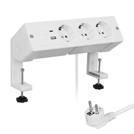 Table Top Recessed Socket, Table Socket with USB & Type C, Multiple Socket, Built-in Socket, Desk Socket for Office, Kitchen (White 3AC with Holder)