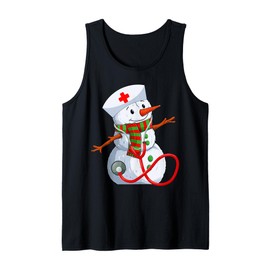 Snowman Nurse Christmas Stethoscope Nursing Scrub Tops Xmas Tank Top