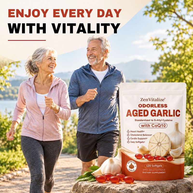 Odorless 2-Year Aged Garlic Extract Softgels with CoQ10 Ubiquinol &