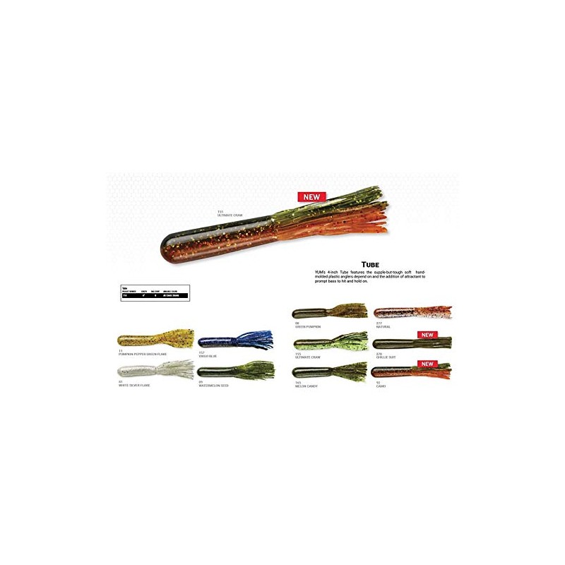 Yum Lures YT4155 Tube Fishing Bait, Ultimate Mate Craw, 4"