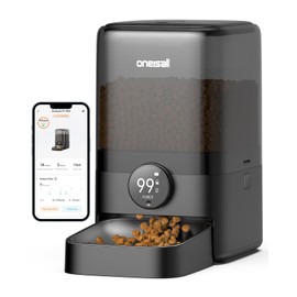 oneisall Cordless WiFi Automatic Cat Feeder, Rechargeable 100-Day Battery Operated Pet Feeder, 20 Cups/5L Timed Cat Food Dispenser for Large Kibble, Smart App Control (Black)