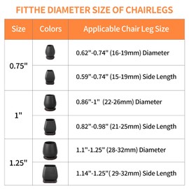 RCHYFEED Black Protective Caps, Pack of 24 Protective Caps for Round, Oblique, Chair Legs with Felt, TPE Floor Protectors for Chairs, Chair Leg Protectors, Noise and Scratches (Round, 16-19 mm)