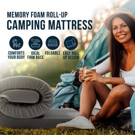 Foamma 3" x 54" x 80" High Density Roll-Up Camping Mattress with Water Resistant Zipper Cover, Foldable and Portable for Camping, RV Bunk, Tent, Guest Bed, Outdoor and Dorm, CertiPUR-US Certified Foam