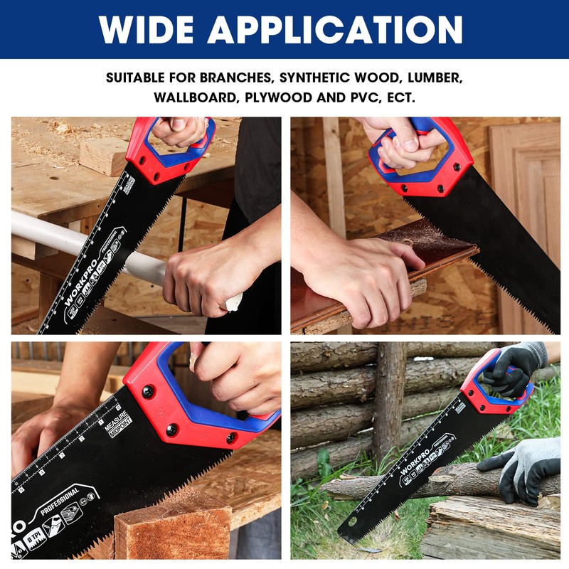 WORKPRO 16-Inch Universal Handsaw with Non-Slip Comfortable Handle, Anti-Rust Wood