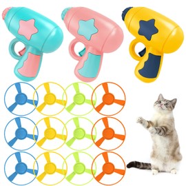 IAXSEE 15 Pieces Cat Fetch Toy with Colorful Flying Propellers Set, Cat Playing Tracking Interactive Toys for Kitten Chasing Training Hunting
