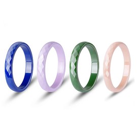 Pinannie 4 Pack Hypoallergenic Ceramic Rings For Women Black and White Wedding band Ring 3mm-Wide Fit Size 5-12 (8)